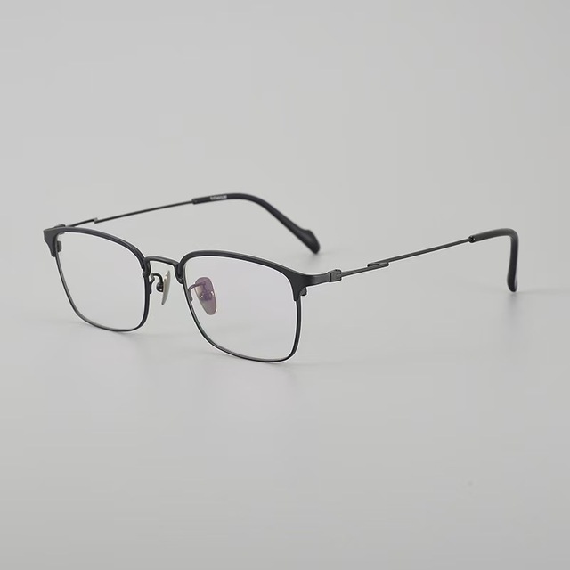 Men's Retro Square Titanium Eyewear Frames Fashionable Business Optical Glasses with Classic Style Pure Titanium Optical Frame