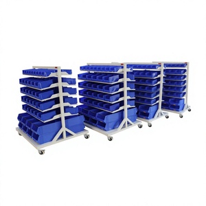 Armoire de rangement industrielle robuste multi-compartiments avec roulettes, capacité de charge 400 kg, pour boulons, écrous, vis, fixations, pièces de machines, atelier - Product Image 4