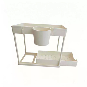 Organisateur d'évier <span class=keywords><strong>à</strong></span> 2 niveaux pour salle de bain et cuisine sous une armoire coulissante avec crochets Supports de rangement pour accessoires de cuisine - Product Image 6