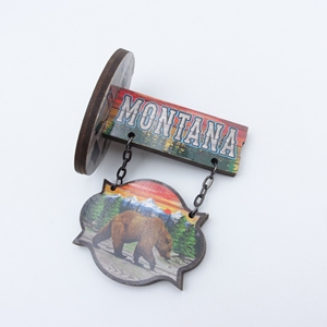 America Montana New York Bear in legno componenti per ciondoli magnetici con logo personalizzato personalizzato produttore di magneti da frigorifero - Product Image 1
