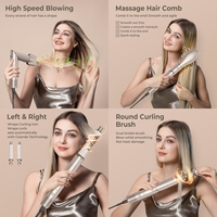 Sèche-cheveux ionique multi-styler pliable haute vitesse et faible bruit avec lisseur et boucleur, prise en charge de la langue française, 1400W, 3 vitesses