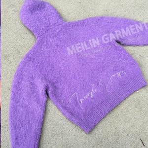 Nouveau design streetwear, sweat à capuche pour homme, pull en tricot d'hiver, sweat à capuche personnalisé à rayures, sweat en mohair moelleux - Product Image 5