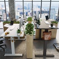 Bureau debout électrique en forme de L, 55 pouces, hauteur réglable, mécanisme de levage automatique