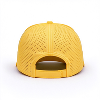 Casquette de baseball unisexe en toile perforée à séchage rapide, 6 panneaux, visière incurvée, fermeture snapback, lettrage imprimé 3D, jaune vif, 100 % polyester