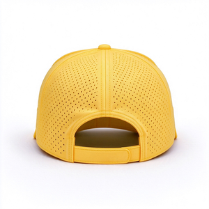 Gorra de Béisbol de Lona de 6 Paneles, Perforada, de Secado Rápido, Unisex, con Visera Curva, Cierre a Presión, Letras Impresas en 3D, Amarillo Brillante, 100% Poliéster - Product Image 6