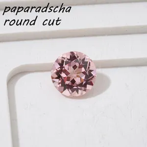 Lab Pink Sapphire Heart Love Sunrise Color Round Cut Stone 3-6.5mm Padparadscha Sapphire Stone Teal