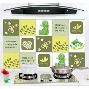 Adhesivo decorativo de pared para cocina con diseño de oso, autoadhesivo, de aluminio, a prueba de aceite, impermeable, decoración para el hogar, cuadrado, con dibujos animados - Product Image 3