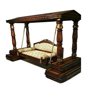 Columpio Tradicional de Madera de Teca para el Hogar, Juego de Jhula Tallado a Mano Estilo Maharaja Indio, Jhoola de Madera Artesanal para Sala de Estar, para Australia - Product Image 1