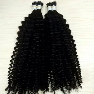 Extension di Capelli Umani Ricci Kinky con Punte K, Capelli Grezzi Birmani Ricci I/U/I Tip con Cheratina - Product Image 1