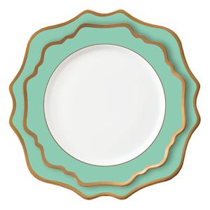 JY Vaisselle En Gros de haute qualité de 13 pouces En Céramique Vert plaques de Chargeur avec 24 <span class=keywords><strong>K</strong></span> or jante - Product Image 2
