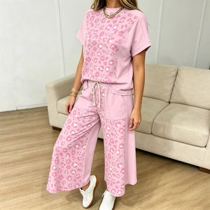 Set Due Pezzi Personalizzato da <span class=keywords><strong>Donna</strong></span>: T-Shirt Larga con Collo Tondo a Pois e Blocchi di Colore, Pantaloni a Gamba Larga con Tasche e Cordoncino - Produzione su Misura - Product Image 6
