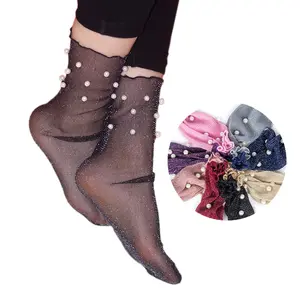 Fashion Ultra-thin Elastic Young Cute Teen Girls Girl Mesh Glitter Socks Supplier Net Stockings