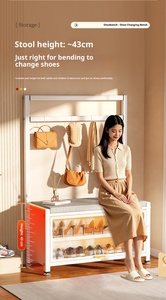 <span class=keywords><strong>Meuble</strong></span> de rangement à chaussures multifonctionnel 2-en-1 <span class=keywords><strong>avec</strong></span> siège <span class=keywords><strong>et</strong></span> <span class=keywords><strong>porte</strong></span>-<span class=keywords><strong>manteau</strong></span>, étagère à chaussures pour entrée <span class=keywords><strong>et</strong></span> couloir, idéal pour petits espaces - Product Image 3