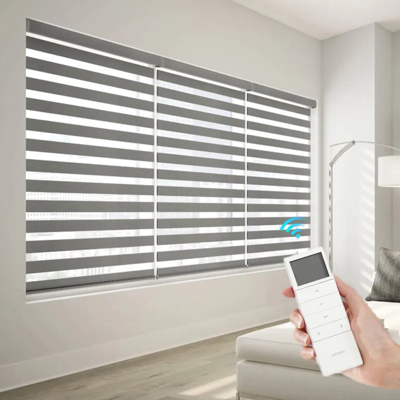 Motorisierte Zebra-Jalousien Smart Automatic Blackout Tag-und Nachtlicht filter Roller Zebra Shades Jalousien