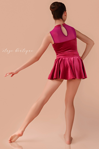 Costume de jazz/claquettes en velours rose vif pour fille sans manches <span class=keywords><strong>avec</strong></span> jupe pour performance sur scène <span class=keywords><strong>justaucorps</strong></span> de <span class=keywords><strong>danse</strong></span> - Product Image 2