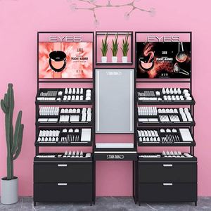 ชั้นวางเครื่องสำอางไม้สองด้านสีดำแบบทันสมัยชั้นวางเครื่องสำอางกอนโดลาสำหรับวางบนโต๊ะลิปสติกชั้นวางเครื่องสำอาง - Product Image 3