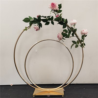 Or français - Support à gâteau géométrique à double anneau en métal de 16 et 24 pouces, vase à fleurs pour la décoration de fête de mariage