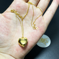 Collier pendentif en or jaune massif véritable 18 carats, forme cœur facetté, or pur Au750, bijoux pour femmes et filles