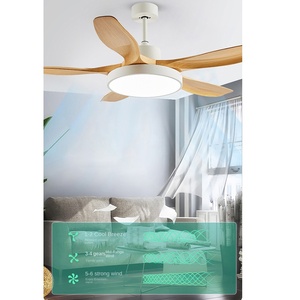 พัดลมเพดานแอลอีดีทันสมัยพร้อมใบพัด5ใบมีด48/52/60นิ้วรีโมทคอนโทรลไม้เนื้อแข็งสำหรับห้องนั่งเล่น - Product Image 4