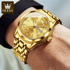 OLEVS 5513 Роскошные брендовые высококачественные оригинальные деловые золотые наручные часы из нержавеющей стали, мужские кварцевые часы