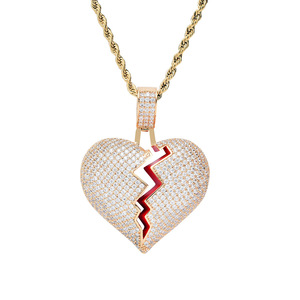 Collar SQ con Colgante de Corazón Personalizado, Estilo Europeo Americano, para Parejas, Corazón Roto, Corazón Desgarrado - Product Image 4