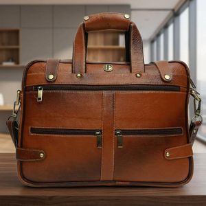 Bolso de Hombro para Portátil de Cuero Genuino Unisex, Estilo Casual de Negocios, Cómodo, Ligero, Impermeable y Ecológico - Product Image 1