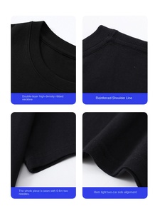 T-shirt col rond 100 % coton pour homme et femme, coupe ample, manches courtes, couleur unie, logo imprimé, tricoté, anti-boulochage, 220 g - Product Image 2