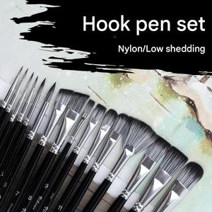 Ensemble de 15 pinceaux d'artiste en nylon à manche en bois de qualité supérieure avec sac en toile, idéal pour la peinture sur toile en <span class=keywords><strong>studio</strong></span> et en classe - Product Image 4