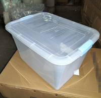 Vente flash - Boîte de rangement en plastique transparente de 70 L, bac de rangement rectangulaire pour la maison, le bureau, vente en gros
