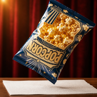Sachet de Popcorn Personnalisé à Scellage Arrière avec Fenêtre, en PET/PE Multi-Couches, Anti-Fuite, Scellage Robuste, Vente Directe Usine, Faible MOQ