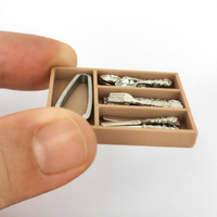 Ensemble d'ustensiles miniatures 1/12 : couteau, fourchette, cuillère, kit de couverts miniatures simulés pour maison de poupée