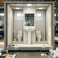 Unité de toilettes préfabriquée à double compartiment, emballage plat, norme européenne, pour chantier de construction, camp de travailleurs, toilettes préfabriquées à double compartiment