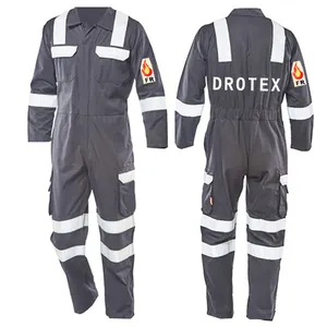 300gsm 60Modacrylic 40Cotton Blend Flame Retardant Arc Proof Anti-static FR Coverall with Reflective Trim