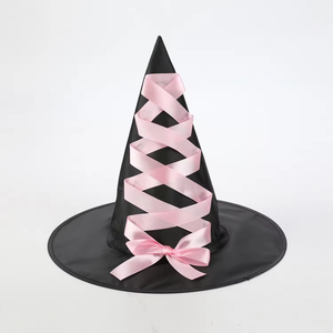 Sombrero de Bruja de Halloween Negro con Cinta y Cordones, Disfraz de Halloween para Mujeres, Madres y Maestras - Product Image 5