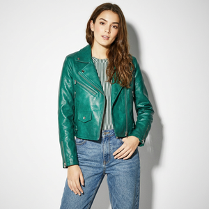 New Premium Genuine Leather <b>Women's</b> Winter <b>Jacket</b> Modern Slim Fit Waterproof Sustainable Breathable Green Leather <b>Jackets</b> - Product Image 1