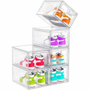 Stackable Magnetic Drop Front Single Tier Living Room <b>Shoes</b> Storage <b>Box</b> with Transparent Display and 17L Capacity for <b>Shoes</b> - Product Image 1