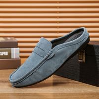 Mocassins Homme à Bout Rond, Demi-Chaussures Respirantes Sans Talon, à Enfiler, Semelle Extérieure en Caoutchouc, Mocassins d'Été pour Homme