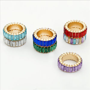 Кольца женские акриловые геометрические, обручальные ювелирные украшения с красочным кристаллом циркона в форме короны для свадьбы, вечеринки, невесты - Product Image 5