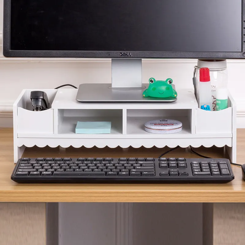 Büro Wohnzimmer Desktop Computer Erhöhen Lager regal Holz-Kunststoff-Platte Lagerung und Finishing Rack Monitor erhöht Regal