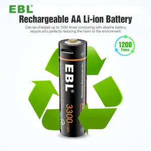 Livraison directe EBL Nouvelle arrivée Batterie Li-ion rechargeable rapide USB haute capacité Batteries au lithium AA
