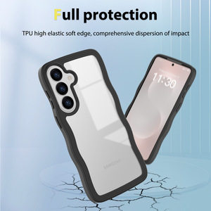 Pour <span class=keywords><strong>Samsung</strong></span> S26 Series <span class=keywords><strong>Coque</strong></span> transparente ondulée tendance en TPU et PC pour S25 Ultra S24 S23 Series - Product Image 2