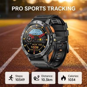 Reloj Inteligente Deportivo Resistente para Exteriores <span class=keywords><strong>K65</strong></span> Amoled, Batería de 530 mAh, Linterna LED, Sumergible 3 ATM, Reloj Inteligente a Prueba de Agua para Hombre - Product Image 1