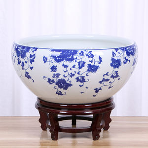 Jingdezhen Pot en porcelaine bleu blanc pot <span class=keywords><strong>de</strong></span> fleurs en céramique bol salon décoration avec Lotus herbe vert <span class=keywords><strong>porc</strong></span> - Product Image 4