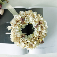 Corona de Flores de Hortensia Artificial para Puerta Principal con Cajas - Decoración Navideña y de Pascua Estilo Rústico de Alta Calidad