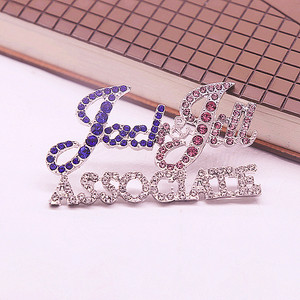 Délicat creux lettre Design cadeaux JJOA épinglette bleu et rose strass incrusté Jack et Jill associé broche broche - Product Image 4