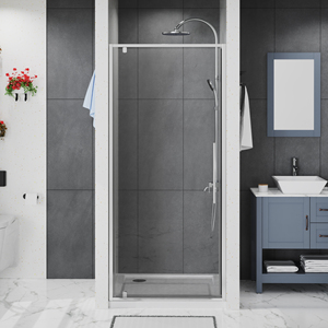 Porte de <span class=keywords><strong>douche</strong></span> carrée moderne résistante à l'eau, en verre trempé noir brossé/chrome, avec design attrayant en <span class=keywords><strong>peinture</strong></span> blanche - Product Image 3