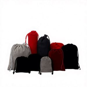 ถุงกำมะหยี่หลากหลายแบบพร้อมส่งขายส่ง ถุงกำมะหยี่สีดำสำหรับเก็บเครื่องประดับ ถุงผ้ารูดปิด ถุงใส่หวี ผลิตจากเจ้อเจียง รุ่นผ้าฟลีซ - Product Image 1