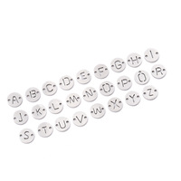 Conector de disco redondo inicial GP 18K PVD conectores de doble orificio de acero inoxidable 26 letras en inglés cadenas de joyería permanente