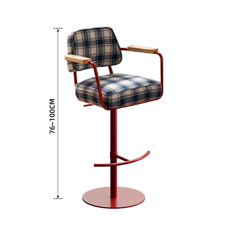 Tissu à carreaux bleus, cadre rouge