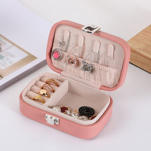 Macaron Double Pu Necklace <strong>Earrings</strong> Ring Jewelry <strong>Box</strong> Green Portable Jewelry <strong>Box</strong> - Product Image 3